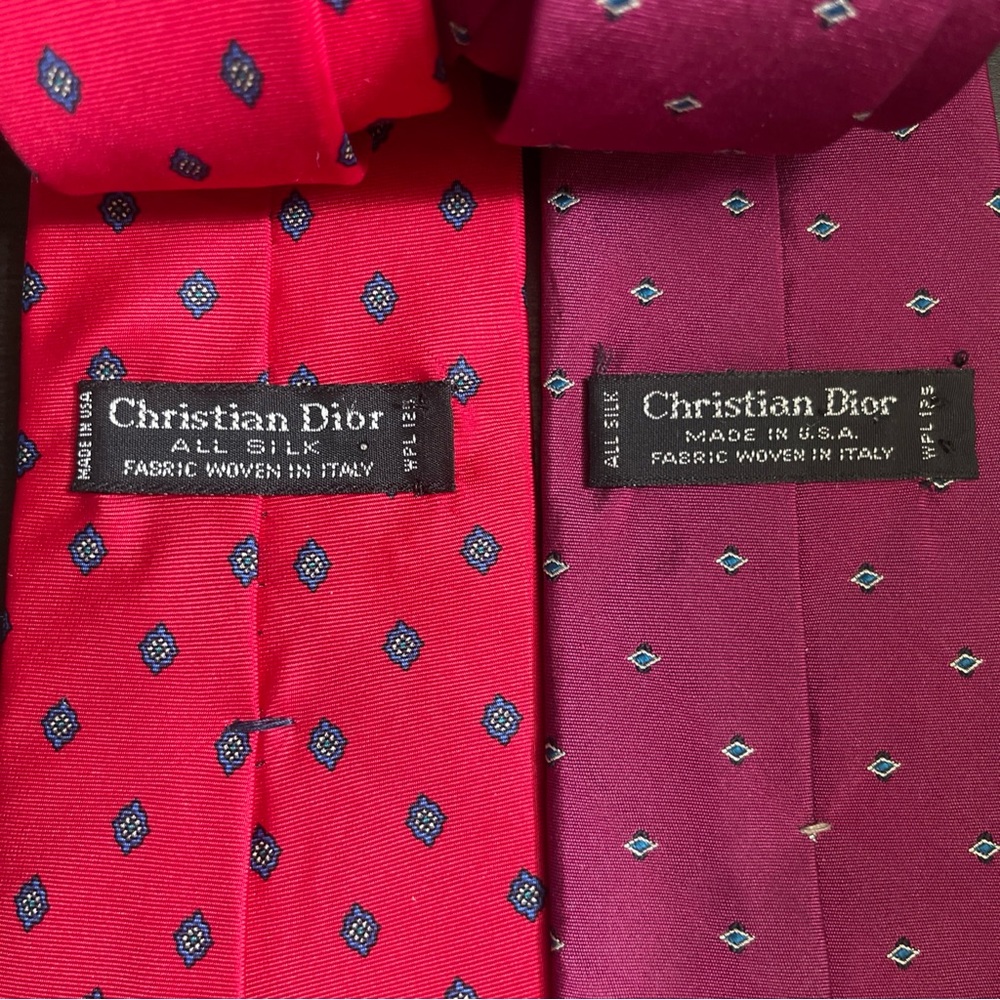 Dior Silk Ties in Vibrant Red and Rich Purple